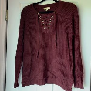 Maroon Tie Knit Sweater
